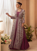 Mauve Purple Embroidery Jacket Style Anarkali Gown