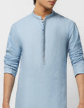 SKY BLUE COTTON CASUAL KURTA