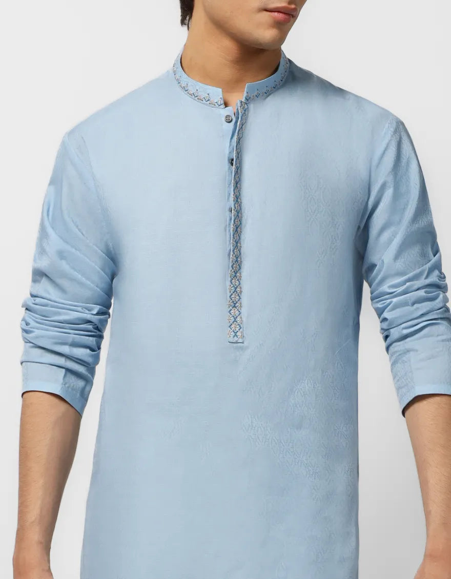 SKY BLUE COTTON CASUAL KURTA