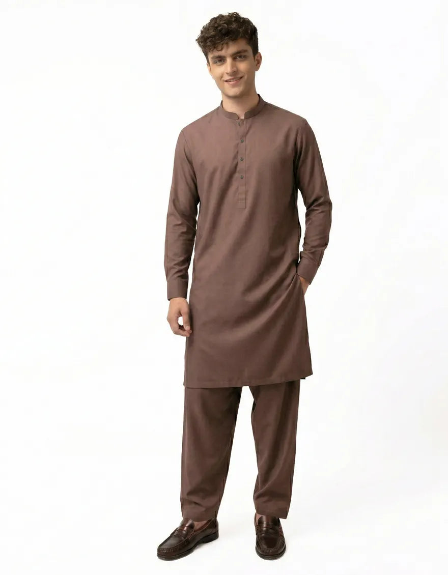 BROWN PLAIN KAMEEZ SHALWAR