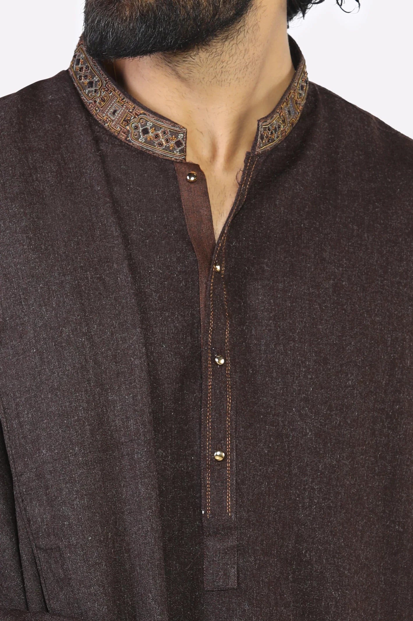 Dark Brown Shalwar Kameez with Shawl