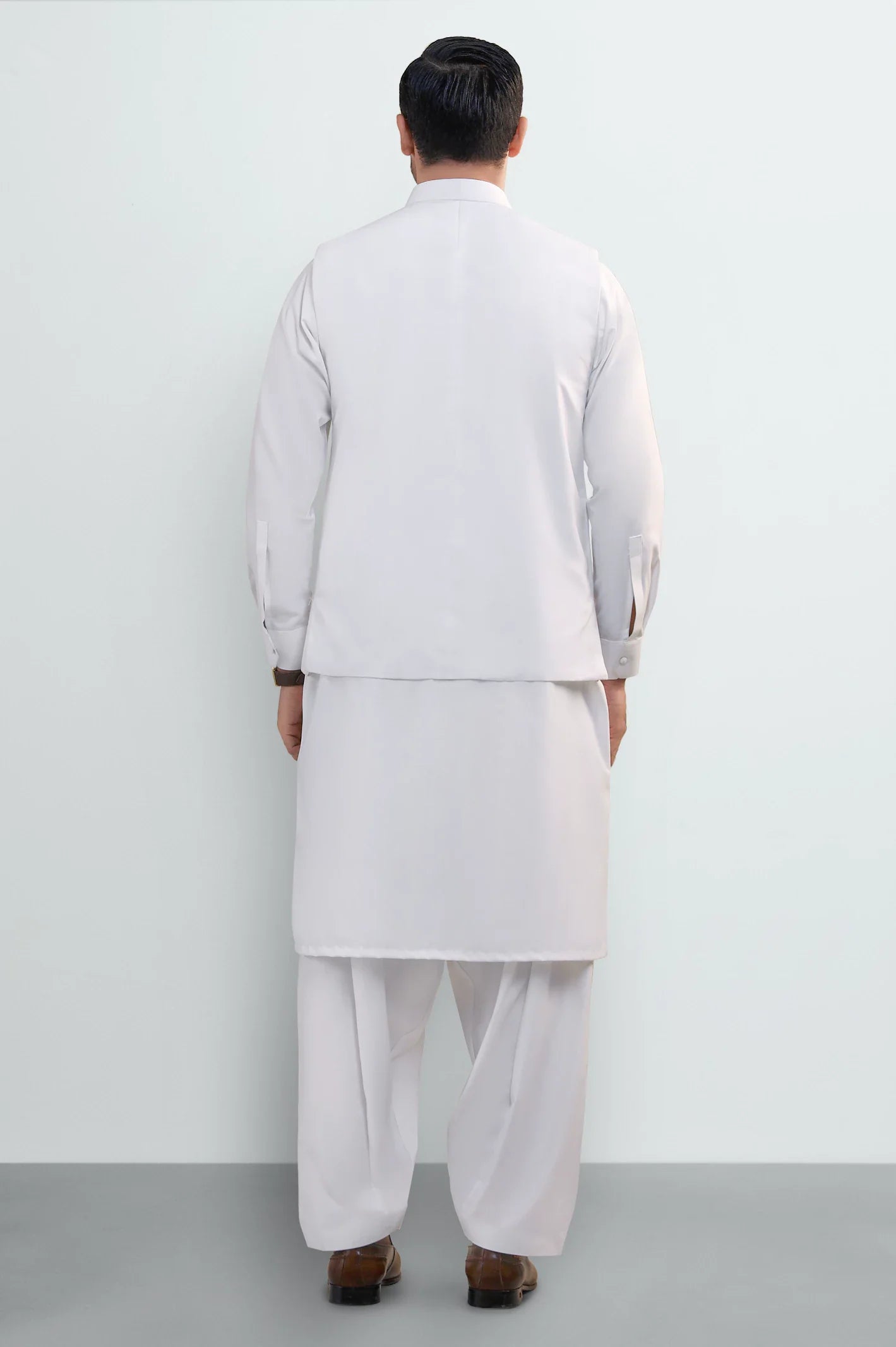 Off White Shalwar Kameez with Waistcoat