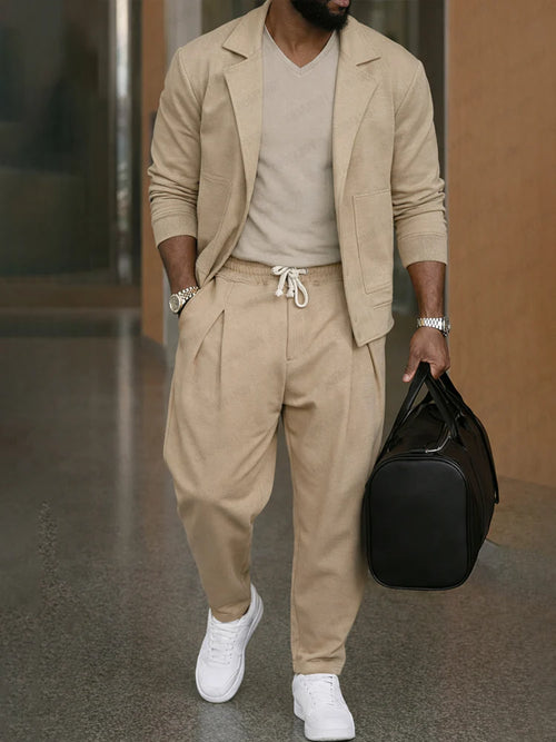 Casual Jacket and Tapered Pants Matching Set