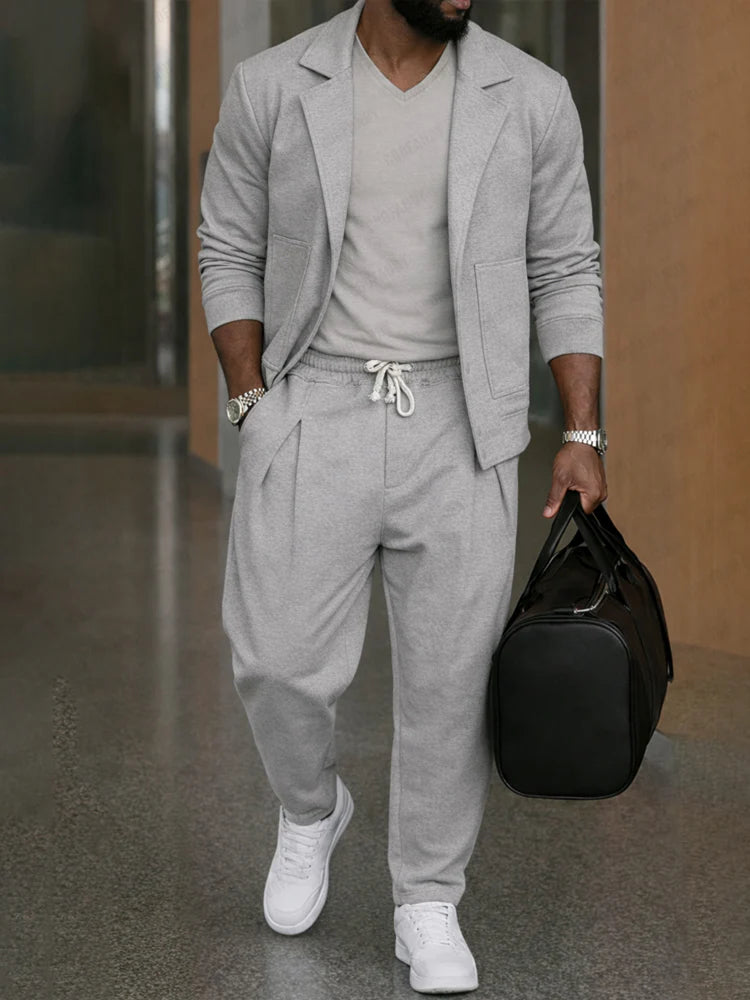 Casual Jacket and Tapered Pants Matching Set