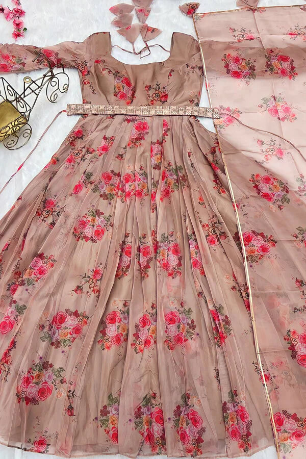 Floral Anarkali Dress with Dupatta
