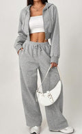 Grey cropped hoodie and jogger set