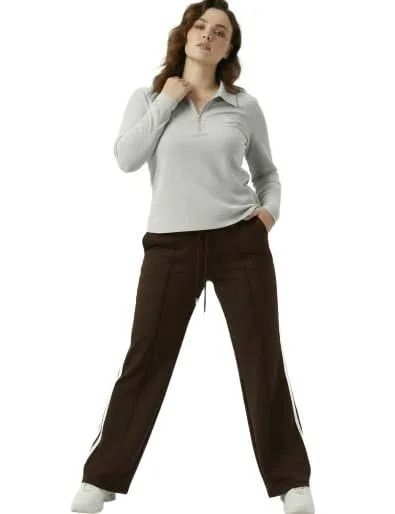 Long sleeve relaxed fit top with straight pants set