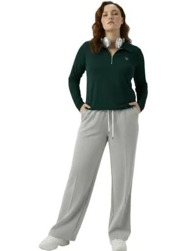 Long sleeve relaxed fit top with straight pants set