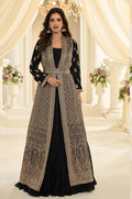 Black Traditional Embroidery Jacket Style Anarkali Gown