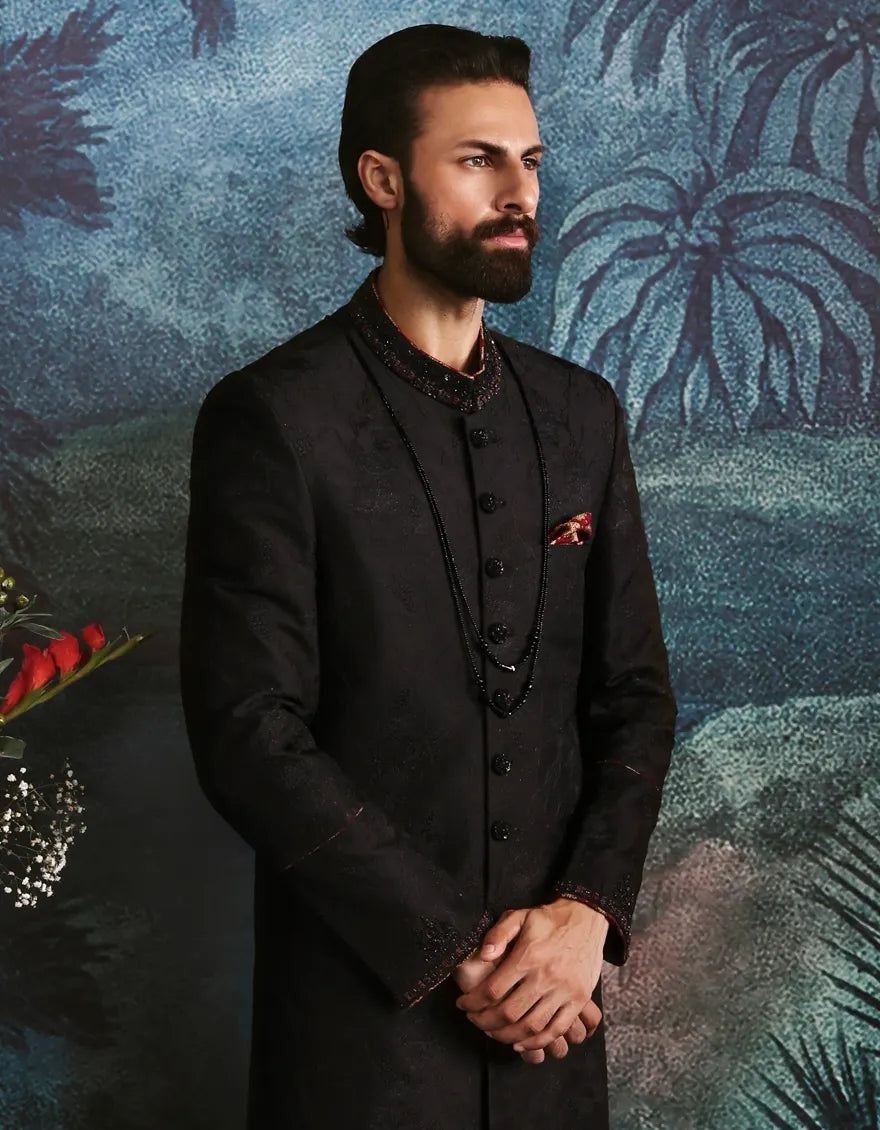 BLACK SHERWANI