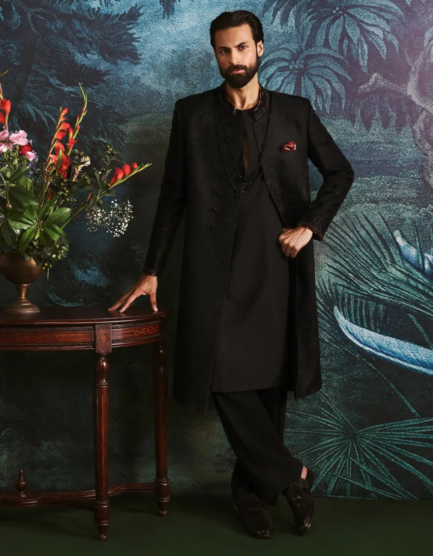 BLACK SHERWANI