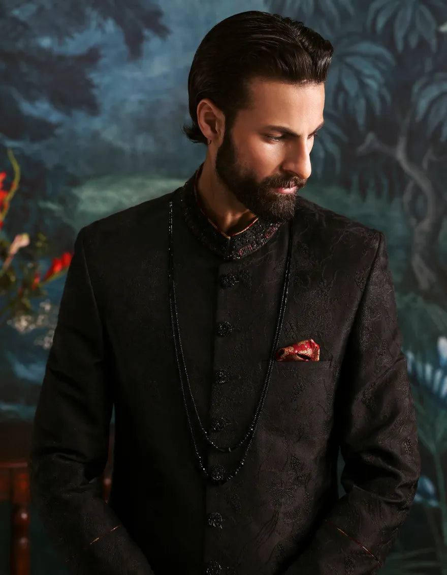 BLACK SHERWANI