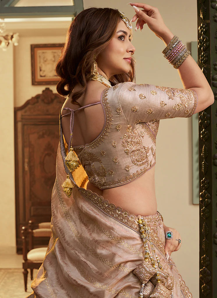 Rose Pink Traditional Embroidery Bridal Lehenga Choli