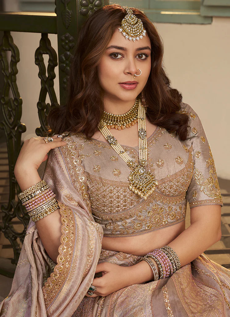 Rose Pink Traditional Embroidery Bridal Lehenga Choli