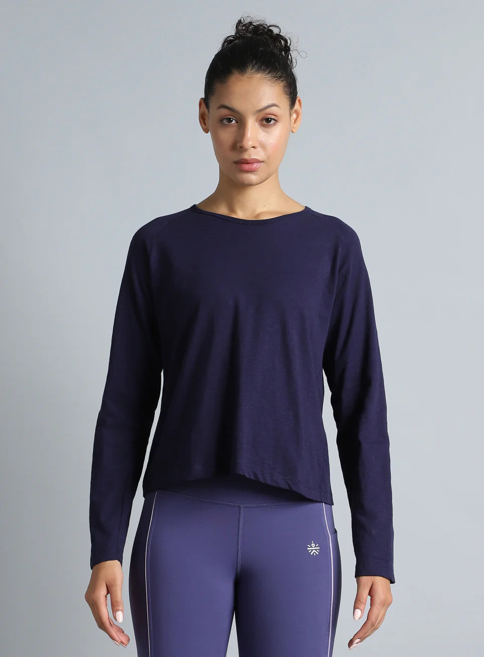 Women’s navy full sleeve yoga top